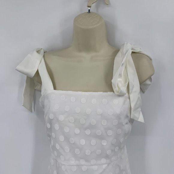Lovers + Friends Day keeper midi dress white chiffon ruffle swiss polka dot XS - Picture 4 of 9